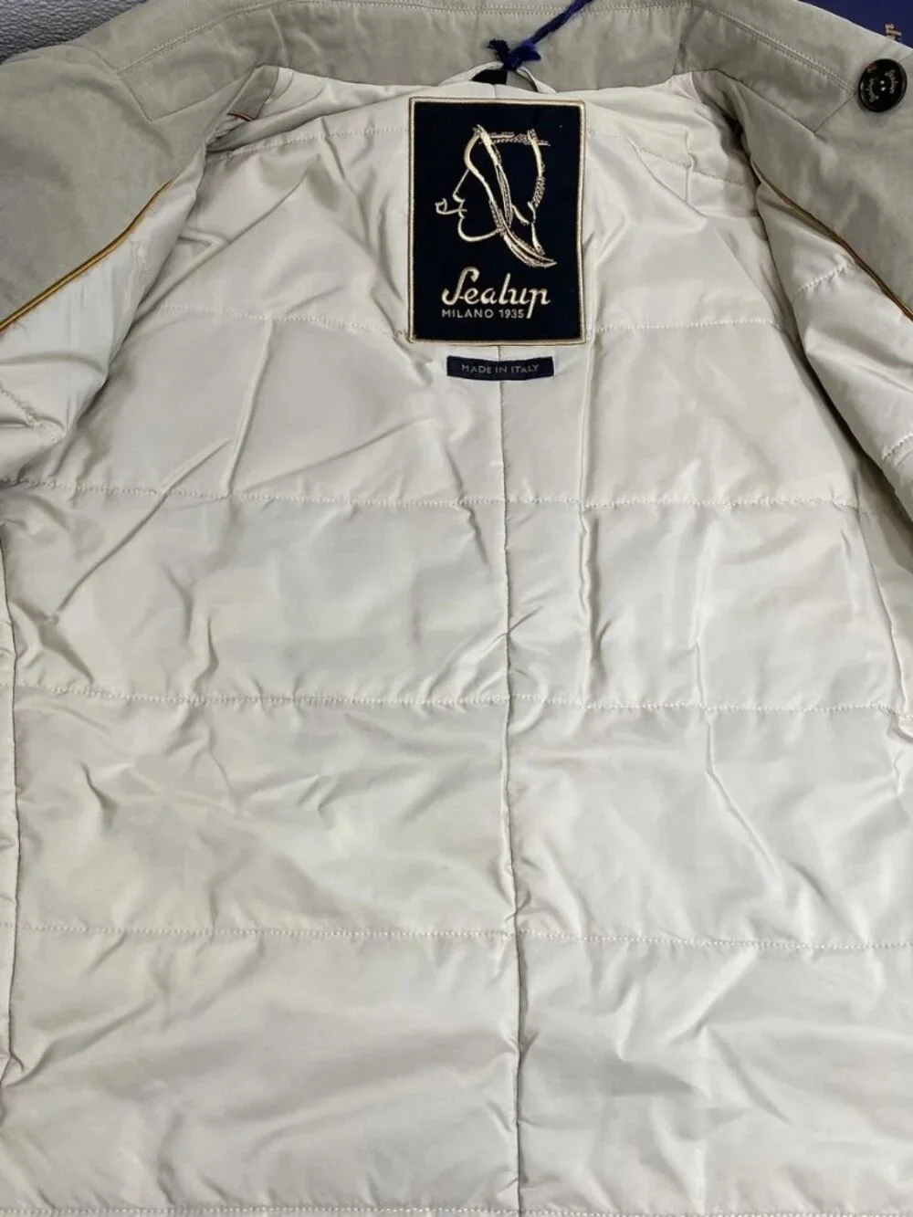 Sealup Mens Coat Beige Size XXL Genova Double Breasted Peacoat Goldtone Buttons